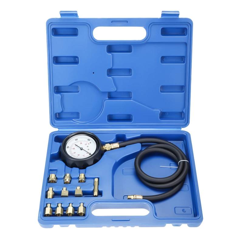 BOOMSTART 12-teiliges Öldruckprüfer Messgerät Prüfer 0-35 bar (0–500 psi) Öldrucktester Werkzeug Motor Öldruck Tester mit Adaptern Benzinmotoren Druck-Prüfgerät von BOOMSTART