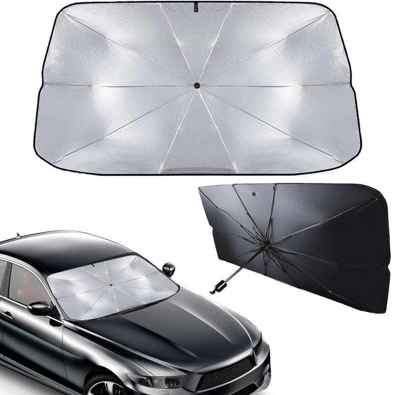 BOOSHMall Sonnenschutz Auto Frontscheibe, 140 x 80 cm Auto Windschutzscheibe Sonnenschutz Regenschirm, UV-Schutz Auto Frontscheibenabdeckung Innen, für die meisten Auto & SUV von BOOSHMall