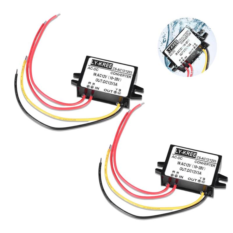 2 Stück AC DC Stromwandler AC 12 V (10–28 V) auf DC 12 V 3A Abwärtswandler Spannungswandler Spannungsstabilisator Modul Spannungsregler Regler Konverter für Auto Bildschirm Monitorkamera Wasserpumpe von BORDEAG