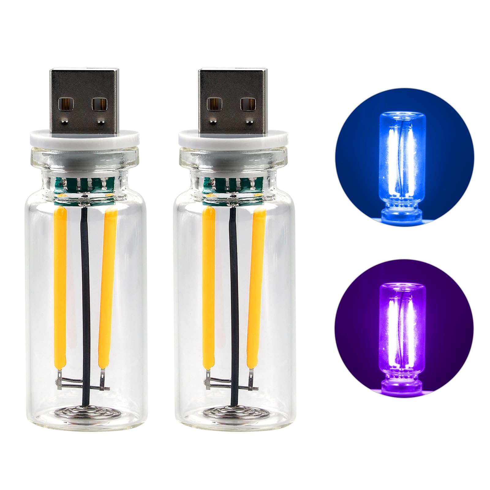 2 Stück Mini USB LED Licht Auto Atmosphäre, USB Beleuchtung Atmosphäre, USB LED Auto Innenraumbeleuchtung, für Auto Laptop Tastatur Home Decor Lesen Schlafen Camping von BORDEAG