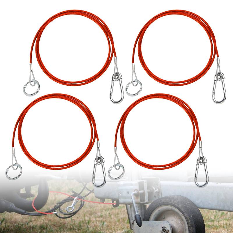 4 Pcs Abrissseil Anhänger, Abreißseil Abreisseil, Abreißseil 1m Bremsseil, Sicherungsseil Für Anhänger, Sicherungsseil Anhänger Fangseil, Haken Abreißseil Robustes Abreißkabel Für Anhänger Wohnwagen von BORDEAG