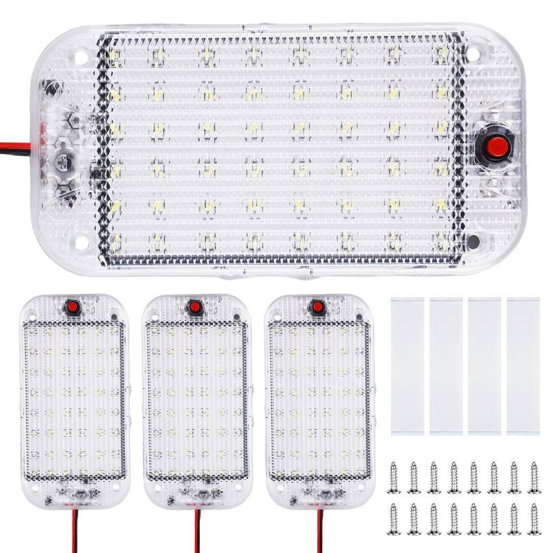 BORDEAG 4 Stück 12V-85V LED Innenbeluchtung Auto, Innenraumbeleuchtung LED, Auto Innen Beleuchtung LED, LED Innenbeleuchtung Für Auto Wohnmobile Lkw Van Universal Beleuchtung von BORDEAG