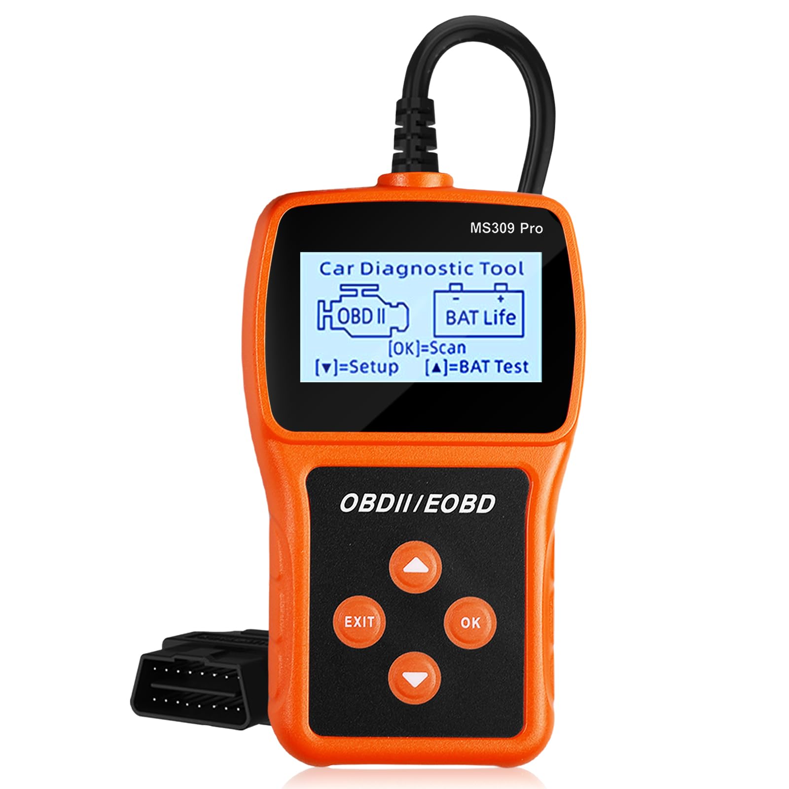 BORDEAG OBD2 Diagnosegerät, Diagnosegerät Auto MS309PRO, Diagnose Fehlerspeicher Auslesen, Auto OBD2 Scanner Codeleser, Motor Fehlercodeleser Auto Diagnosegerät, 2,4 Zoll Punktmatrix-Anzeige von BORDEAG