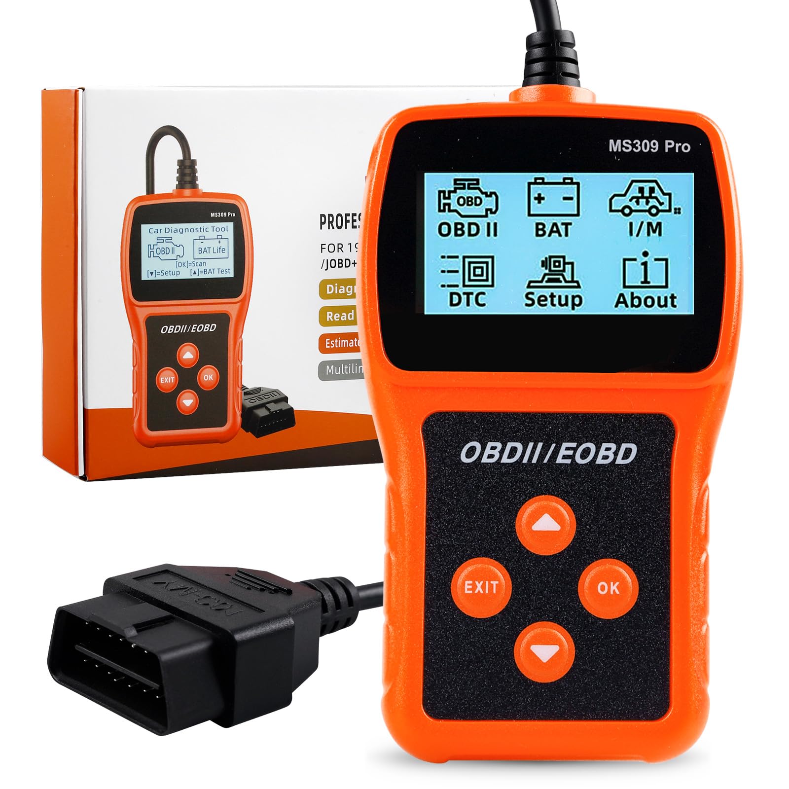 OBD2 Diagnosegerät, Diagnosegerät Auto, OBD Diagnosegerät, Auto Diagnosegerät, Auslesegerät Auto, OBD2 Diagnosegerät für alle Fahrzeuge, Spannungserkennung und Überwachung, KFZ-Fehlercode-Lesegerät von BORDEAG