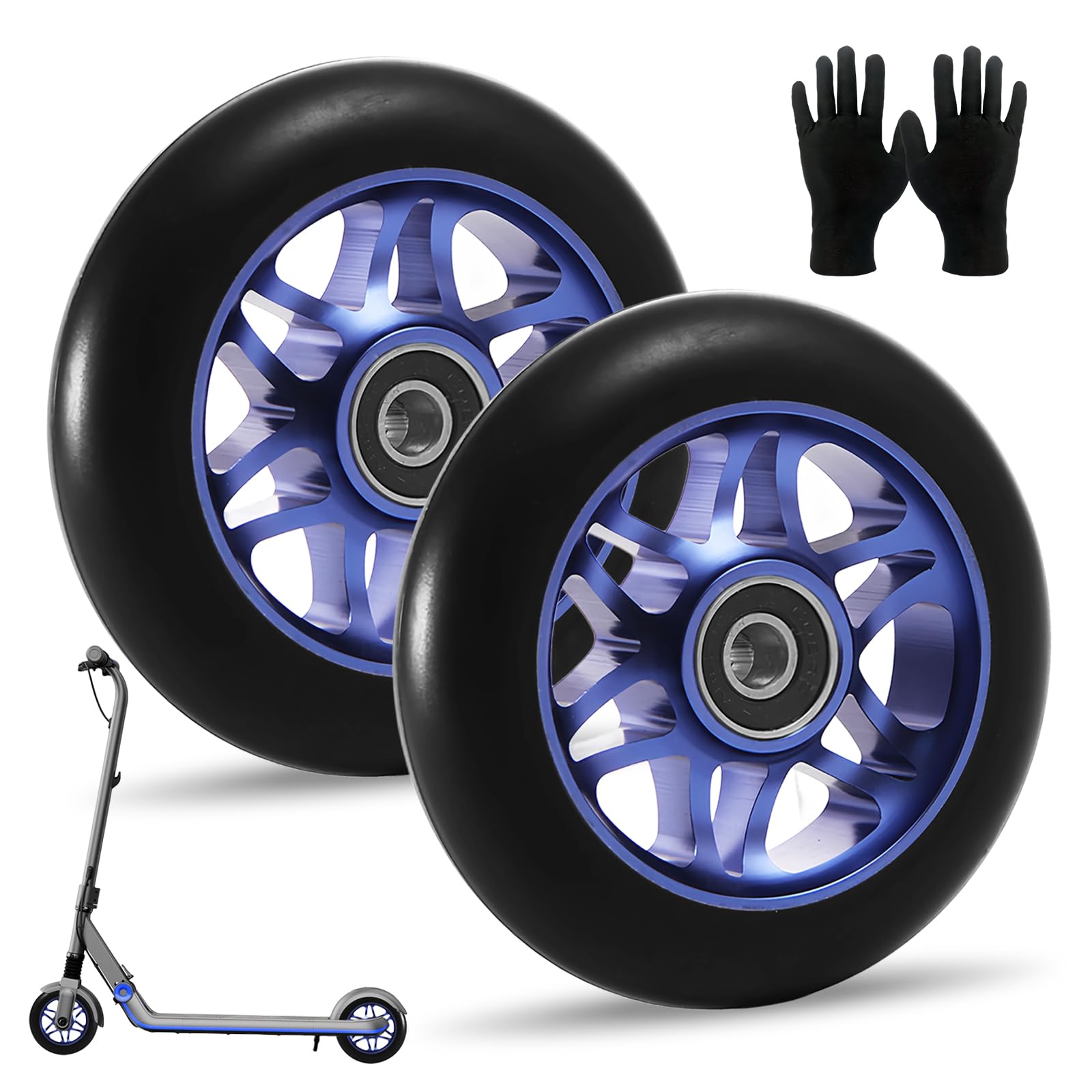 Stunt Scooter Rollen, 2 Stück 100mm Scooter Ersatzräder, Scooter Räder Ersatzräder, Ersatzräder für Scooter mit ABEC-9 Lager, Scooter Ersatzräder Räder für meisten Stuntscooter und Kickscooter von BORDEAG