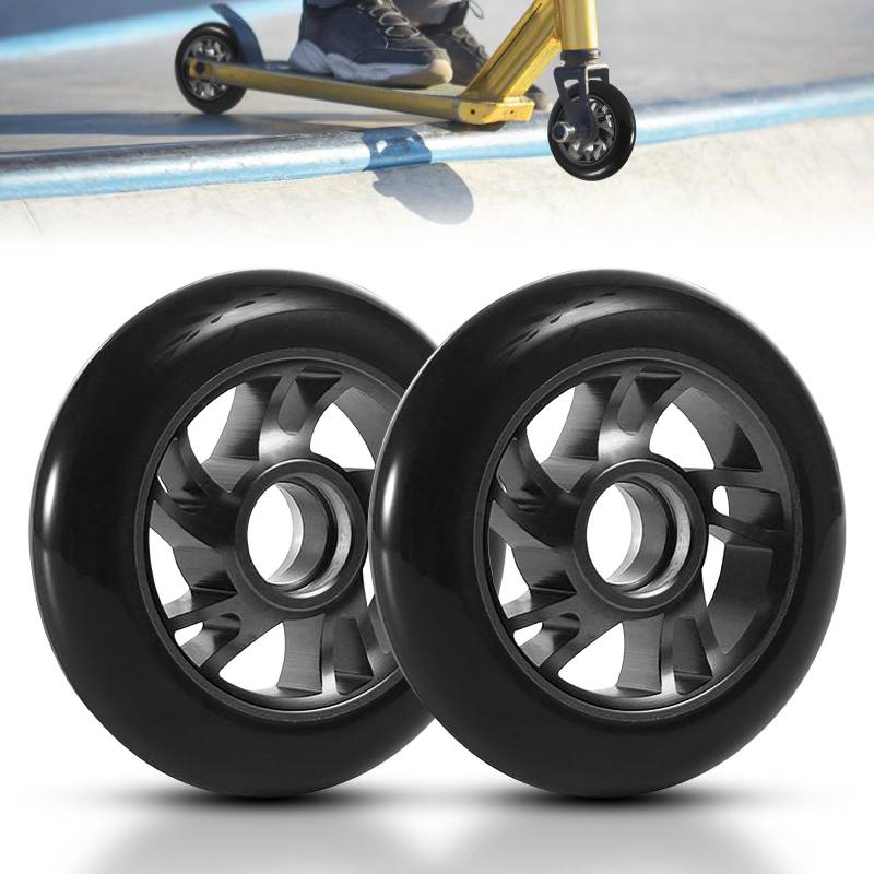 Stunt Scooter Rollen 120 mm, 2 Stück Scooter Ersatzräder, Scooter Räder mit ABEC, 9 Lager Aluminium Speichenkern für Extreme Autos Rollert-Scooter Schaukelautos von BORDEAG