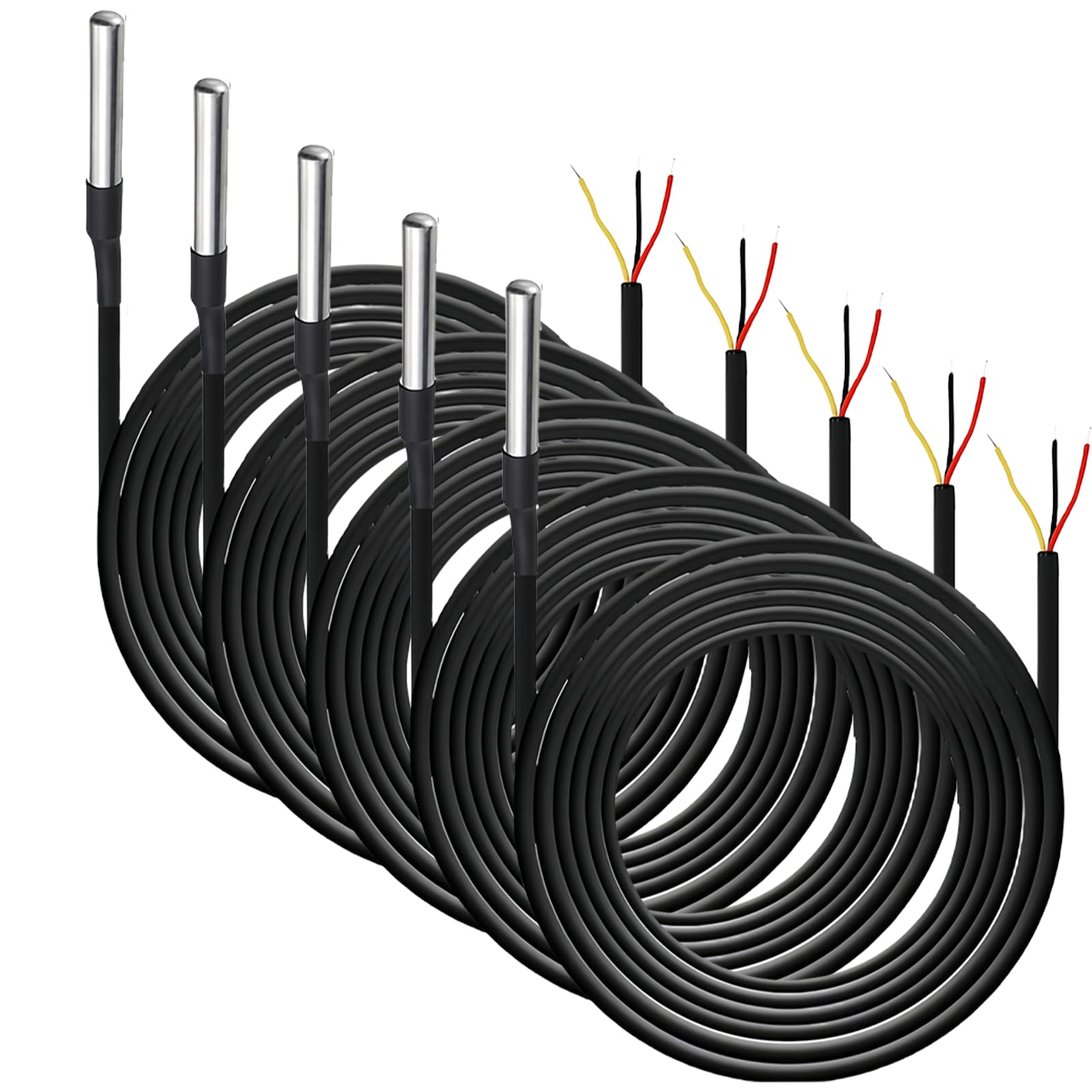 Wasserdicht Temperaturfühler,5 Stuck 5 M Digitaler Edelstahl Temperatursensor Mit Waterproof,Wasserdicht Temperatursensor Für Temperaturmessung,Industriesysteme,Thermostatische Steuerungen von BORDEAG