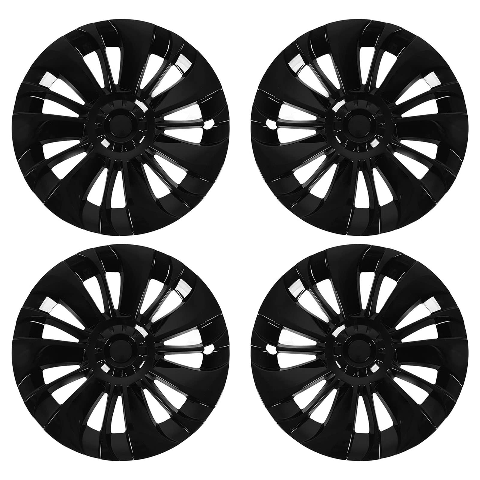 BORDSTRACT Hub Cap,4Pcs 19in Wheel Hub Cap Glossy, Matte Black Optional, Low Wind Tolertance Protection for Wheel Rim (Glossy Black) von BORDSTRACT