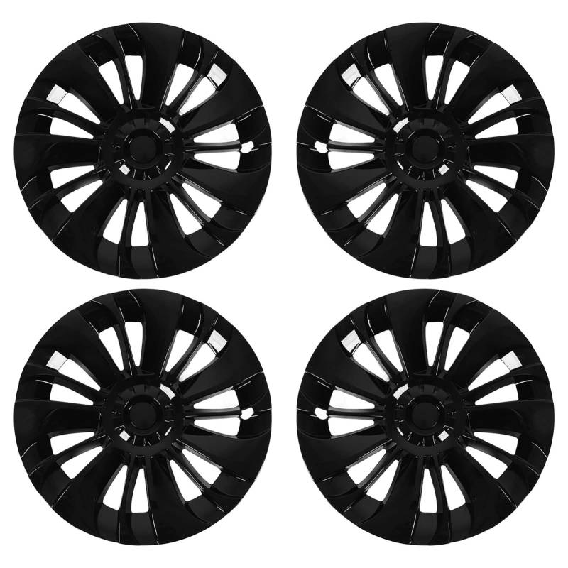 BORDSTRACT Hub Cap,4Pcs 19in Wheel Hub Cap Glossy, Matte Black Optional, Low Wind Tolertance Protection for Wheel Rim (Glossy Black) von BORDSTRACT