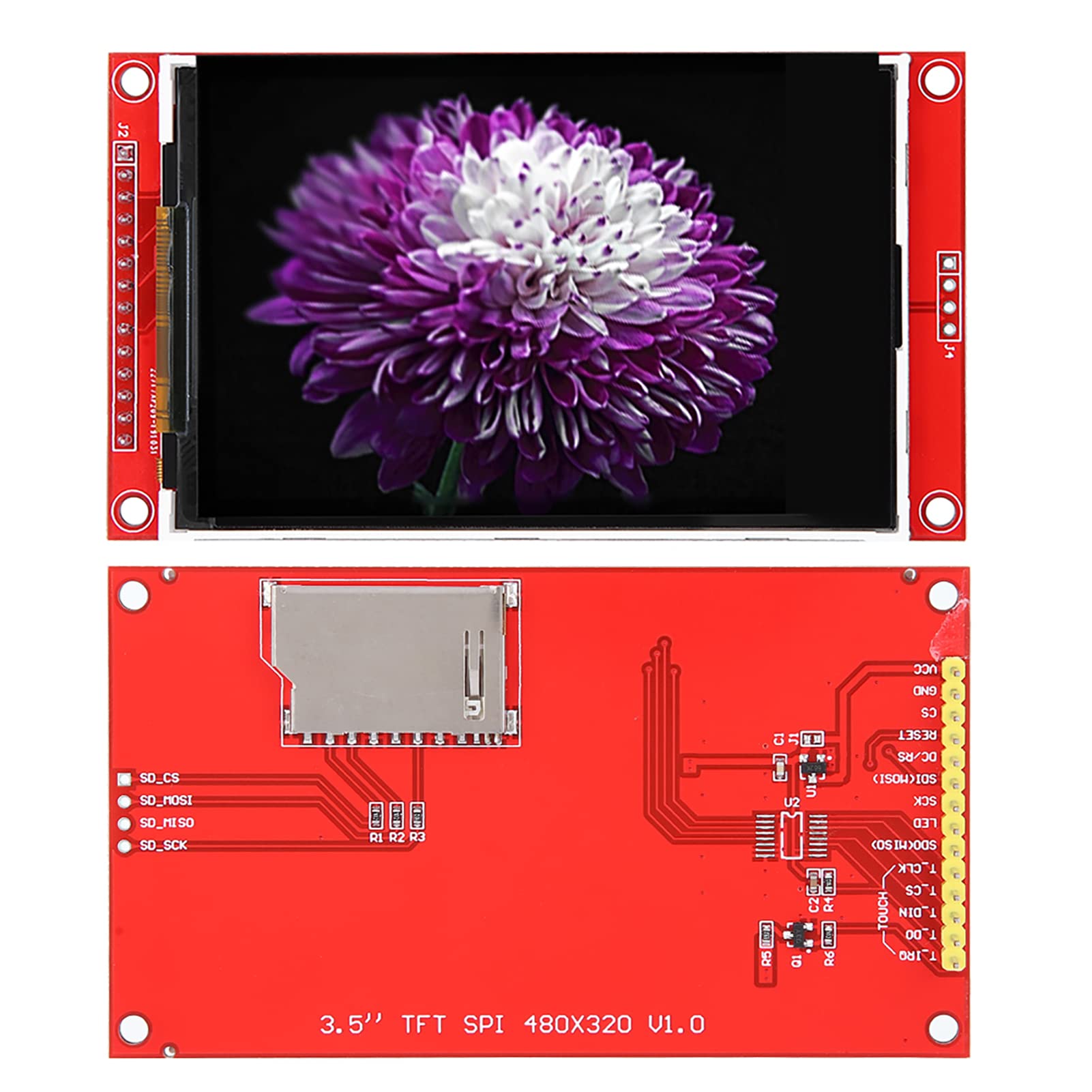 LCD-Bildschirmmodul TFT 3,5 Zoll SPI Seriell 480 x 320 ILI9488 Multifunktionales HD-Elektronikzubehör mit Speicherkartensteckplatz von BORDSTRACT