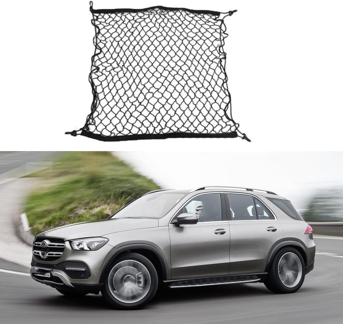 Auto Kofferraum Gepäcknetz für Mercedes Benz GLE 1997~2023, Super Elastisch Kofferraum Gepäck Organizer Netz Nylon Netztasche von BOREV