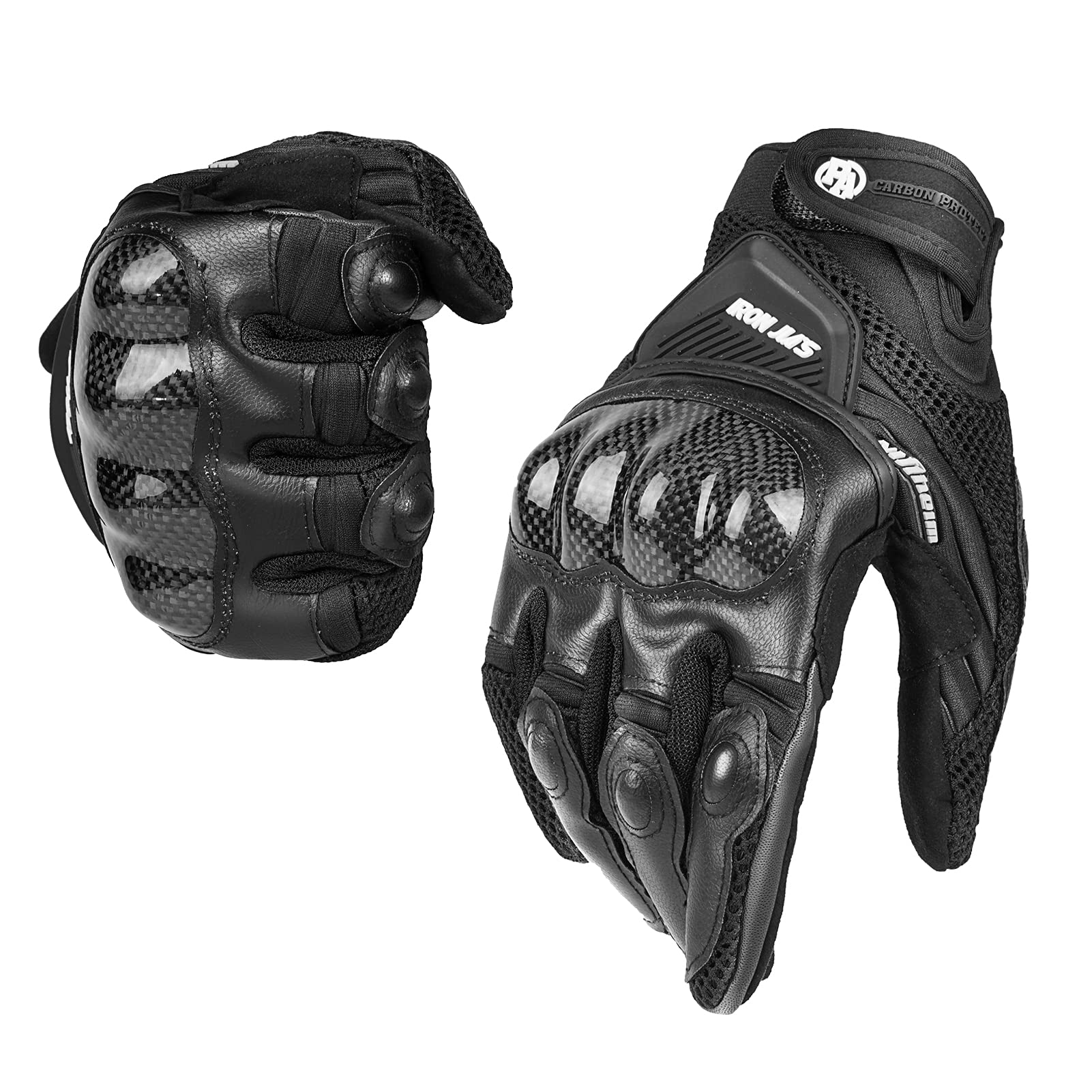 BORLENI Motorradhandschuhe Atmungsaktive Motorradhandschuhe Leder Vollfinger Knöchelschutzpolster Touchscreen Schwarz XXL von BORLENI