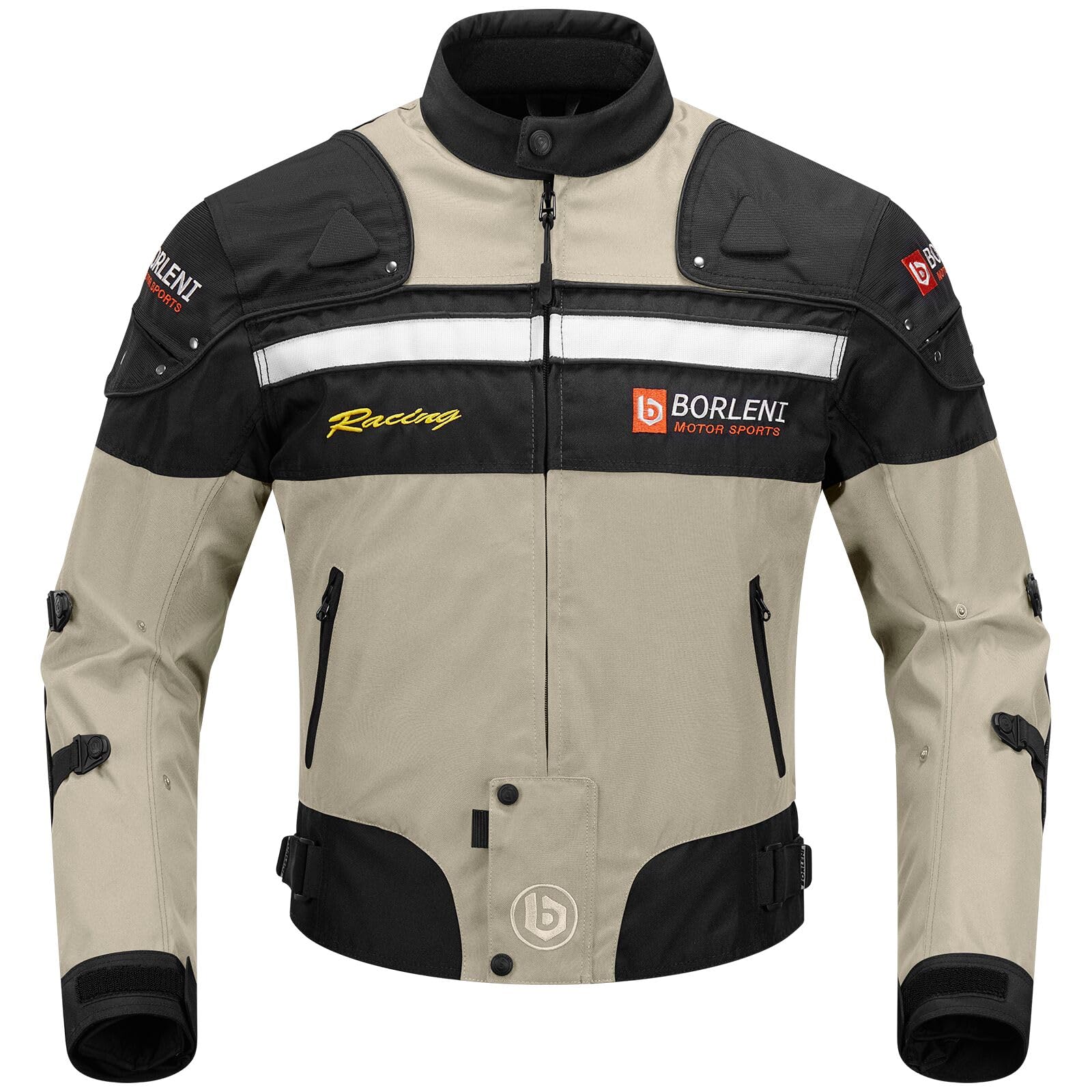 BORLENI Motorradjacke Herren 4 Saison Motorrad Jacke Textiljacke Winddicht mit Herausnehmbarem Liner Protektoren Protektor Jacke Roller Biker Touren Männer Damen Braun M von BORLENI