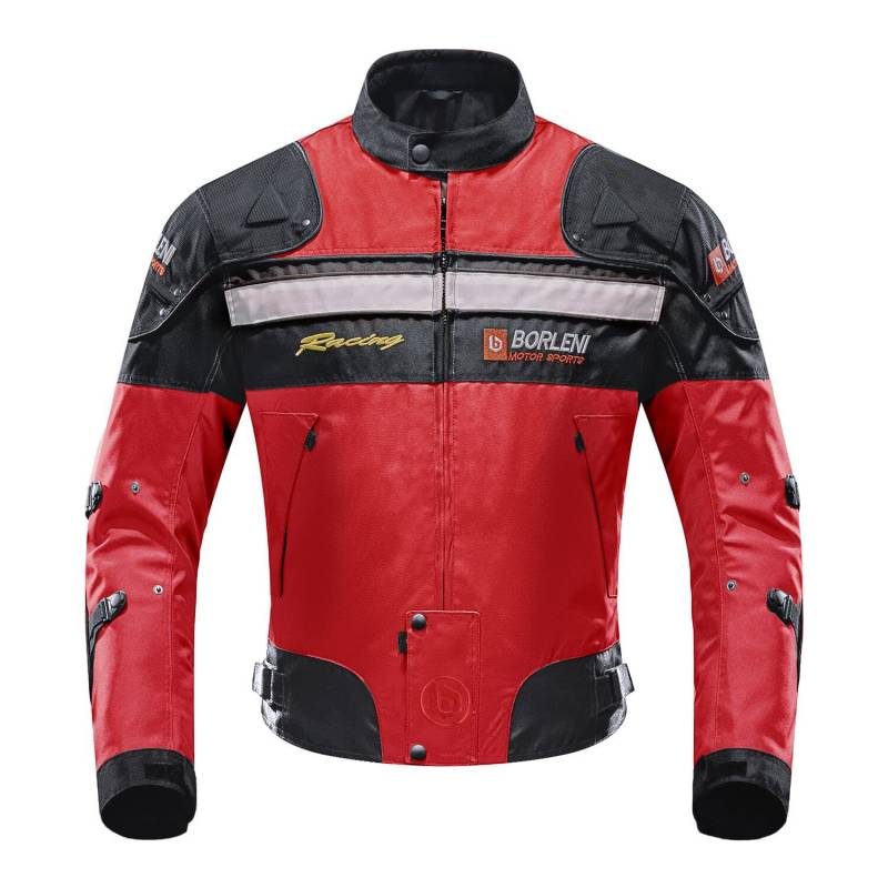 BORLENI Motorradjacke Herren Motorrad Jacke Textiljacke Winddicht mit Protektoren Protektor Jacke Roller Biker Touren Allwetter Damen Rot XXL von BORLENI