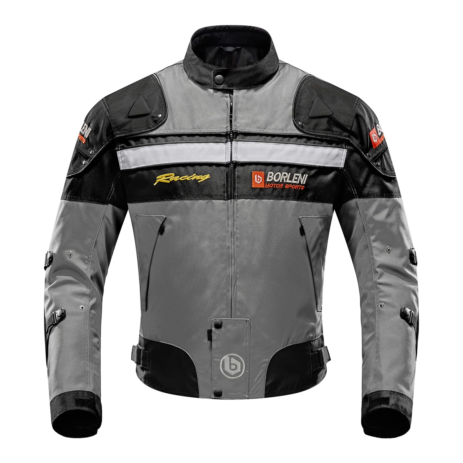 BORLENI Motorradjacke Herren Motorrad Jacke Winddicht mit Protektoren Protektoren Jacke Roller Biker Touren Damen Grau L von BORLENI