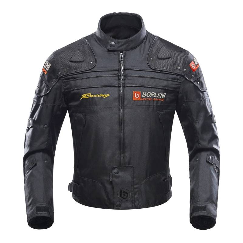 BORLENI Motorradjacke Herren Motorrad Jacke Winddicht mit Protektoren Protektoren Jacke Roller Biker Touren Damen Schwarz L von BORLENI