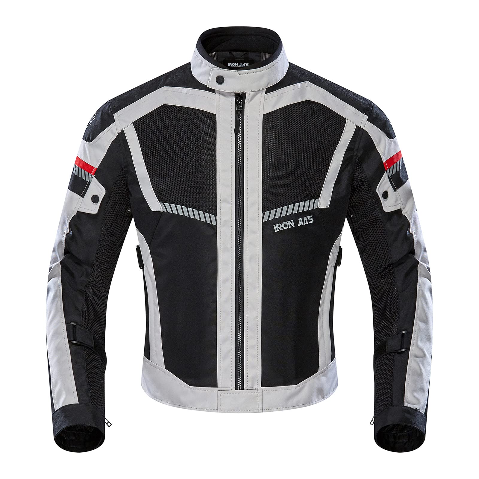 BORLENI Motorradjacke Sommer Herren Motorrad jacken Atmungsaktiver Panzerschutz Hochglanz Reflektierend Grau L von BORLENI