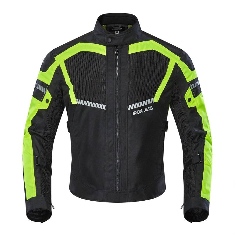 BORLENI Motorradjacke Sommer Herren Motorrad jacken Atmungsaktiver Panzerschutz Hochglanz Reflektierend Grün XL von BORLENI