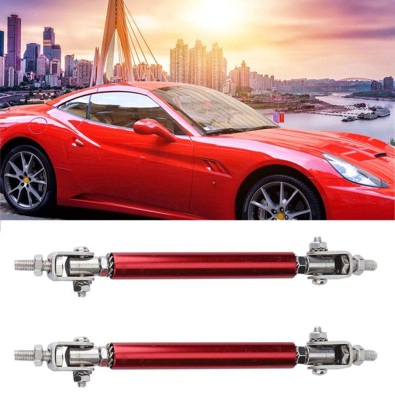 BOROCO 2 Stück 75 Mm Auto-Stoßstangenschutz Lip Rod Splitter Strut Tie Bar Support Vorne Hinten Universal (Rot) von BOROCO