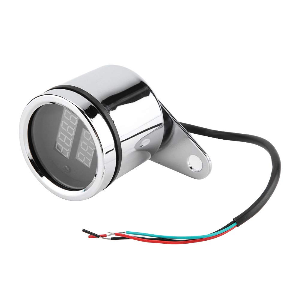 BOROCO 2 in 1 Motorrad LED Digital Voltmeter Drehzahlmesser Messgerät Metall Kilometerzähler Tachometer von BOROCO