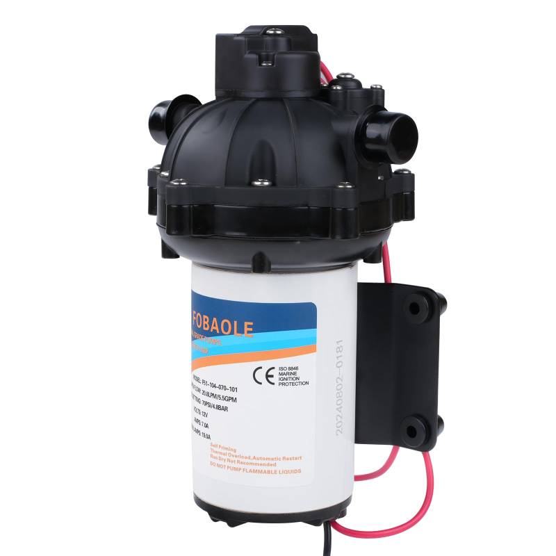 BOROCO 228W 70PSI 5.5GPM Fünf-Kammer-Membran Wasserdruckpumpe, 12V DC Selbstansaugende Wasserpumpe, Wasserdruck Membranpumpe mit Heavy Duty Druckschalter und Sieb für RV, Marine, Yacht, Caravan von BOROCO