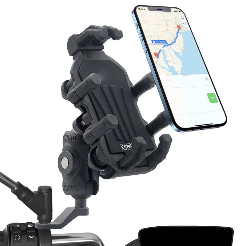 BOROCO Motorrad-Telefonhalterung mit Vibrationsdämpfer, Sicherheitsschloss, Verstellbarer Rückspiegel-Telefonhalter, Passend für 4,9 Bis 8,1 Zoll Große Smartphones für Scooter ATV von BOROCO