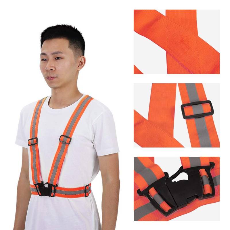 BOROCO Reflektierende Weste, Verstellbarer Elastischer Sicherheitswestengurt Zum Laufen, Radfahren, Joggen (Orange) von BOROCO