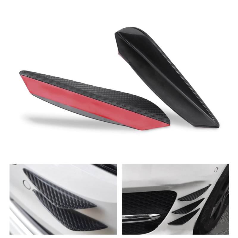 Boroco 4pcs Universal ABS Carbon Faserauto Vordere Stoßfangen Lippenspoiler Canards Trim Kit von BOROCO