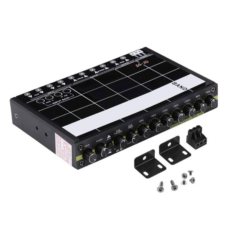 BOROCO Car Audio Equalizer, Car Audio modifizierter Grafik Equalizer EQ 7s Car-Audio-Stereo-Tuner Mit 3,5mm Aux Eingang Und Knopf von BOROCO