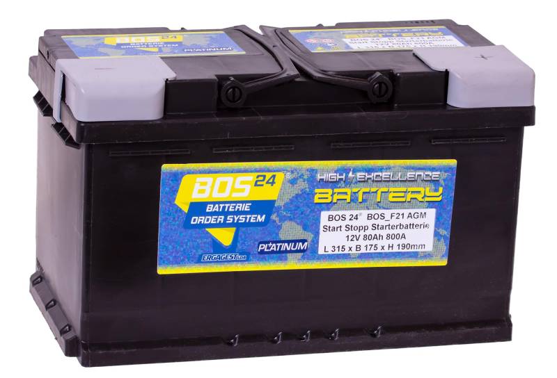 BOS24® BOS_A6 AGM Start/Stopp Starterbatterie 12 V 80 Ah 800A (EN) Optimum Performance PLATINUM von BOS24 Batterieordersystem