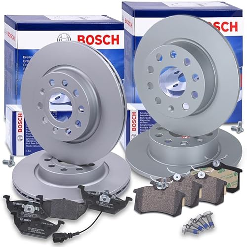 Bosch Bremsenset inkl. Bremsscheiben Vorne Ø 280 mm Belüftet + Hinten Ø 255 mm Voll + Bremsbeläge Vorne und Hinten + Verschleißkontakt von BOSCH Bundle