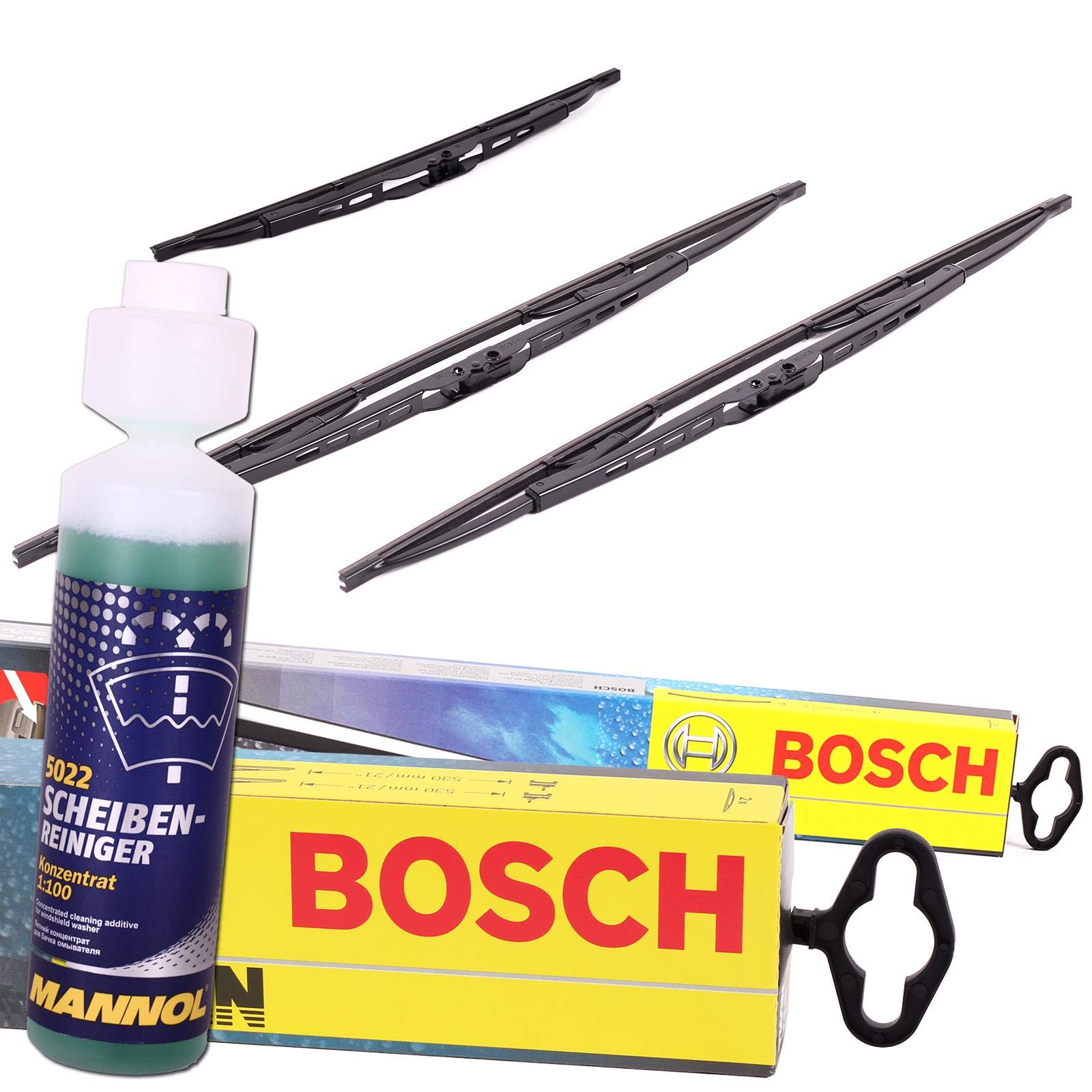 Bosch Scheibenwischer Heckwischer Vorne + Hinten, Aerotwin Spoiler A581S + H402, Wischer Scheibenwischerblätter Set für Frontscheibe und Heckscheibe, Passend für - OPEL MERIVA B (S10) von BOSCH Bundle