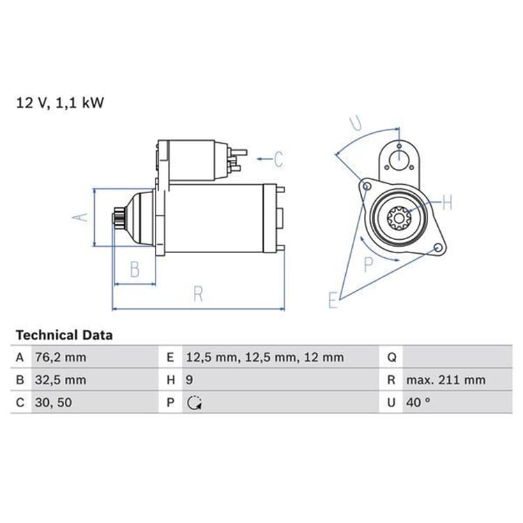 Bosch Anlasser Audi A3 Ford Galaxy Seat Leon Skoda Octavia VW von BOSCH