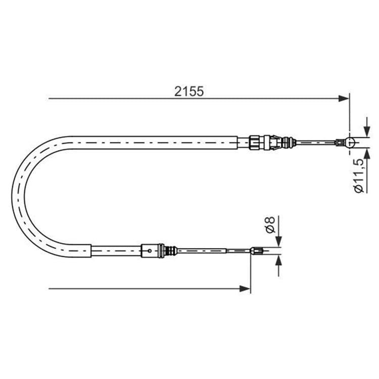 Bosch Handbremsseil hinten Peugeot 407 von BOSCH