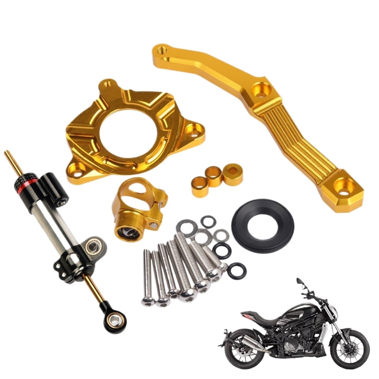 Für K┐awasaki Z1000 2010-2013 Stabilisator Motorrad Lenkung Stabilisieren Dämpfer Halterung Halterung Motorrad Lenkungsdämpfer(Stabilizer 2 (Gold)) von BOSDF