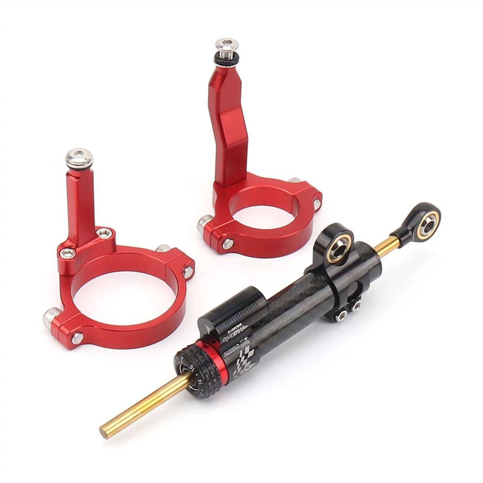 Für K┐awasaki ZX-4R ZX 4R ZX4R ZX-4RR ZX 4RR 2023- Motorrad CNC Stabilisator Lenkungsdämpfer Klemme Montagehalterung Stützsatz Motorrad Lenkungsdämpfer(Red,A) von BOSDF