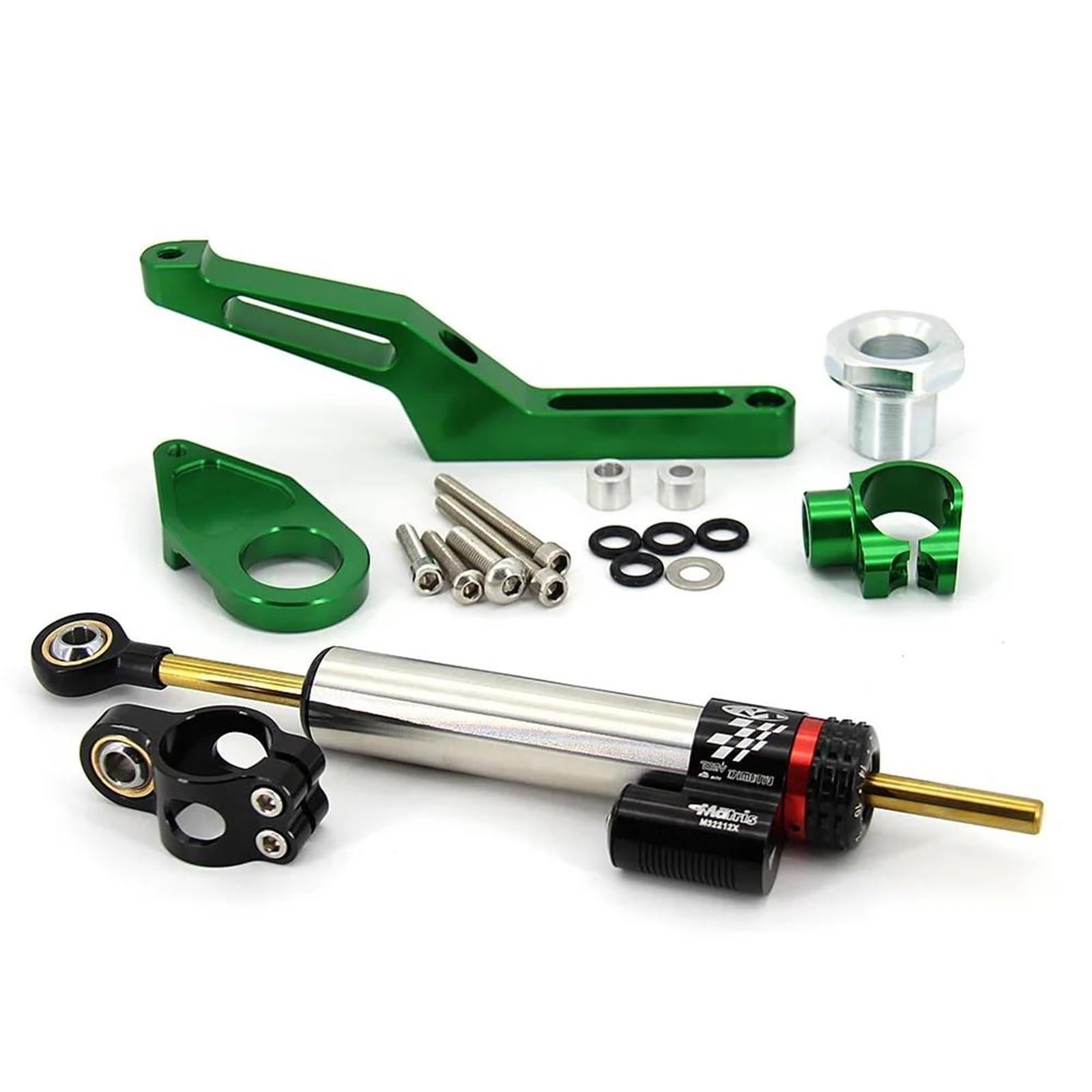 Für K┐awasaki ZX6R ZX-6R 2017 2018 2009-2019 Komplettset Motorrad Aluminium Lenkstabilisator Dämpfer Montagehalterungsset Motorrad Lenkungsdämpfer(Green) von BOSDF