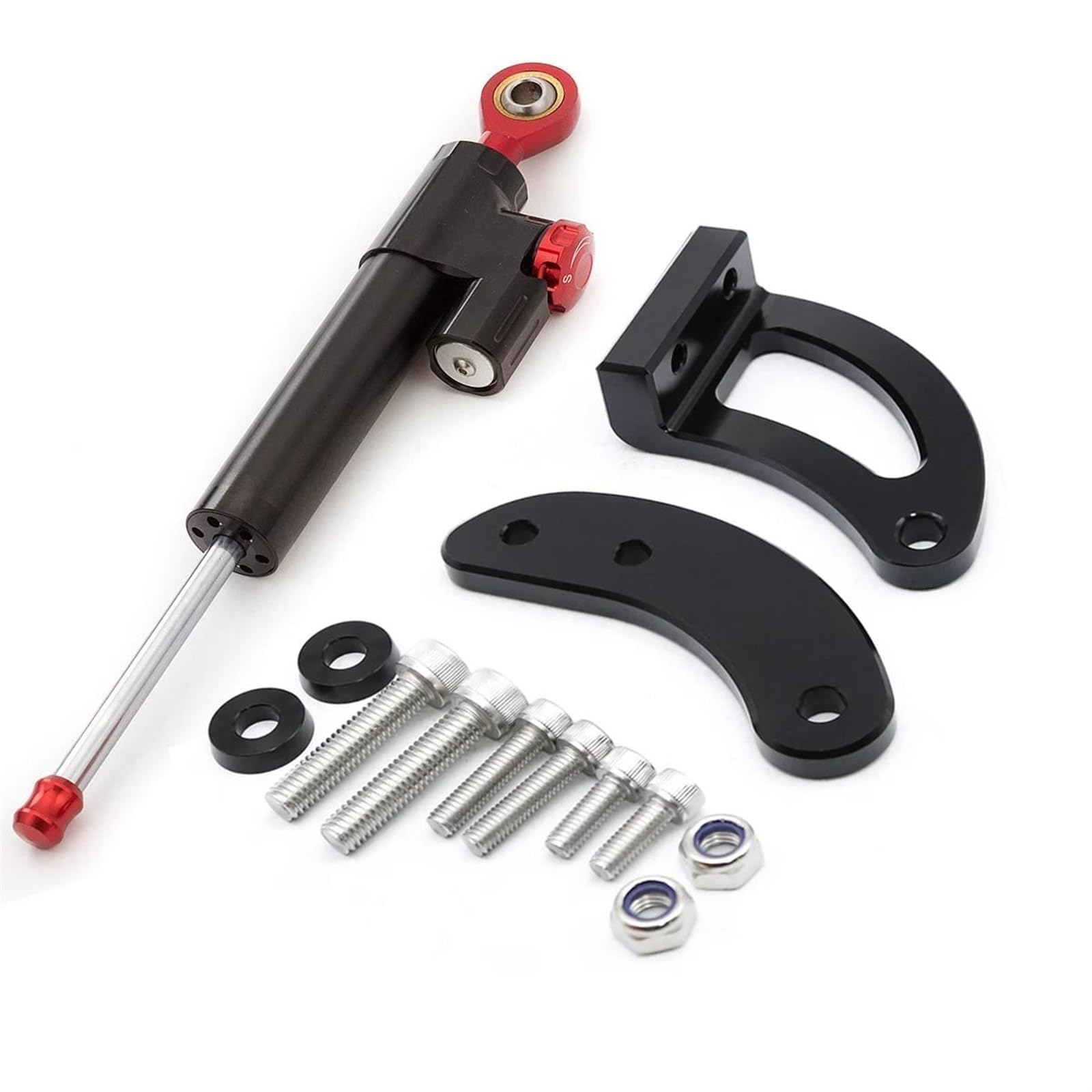 Für Kaabo Mantis King GT Elektroroller Lenkungsdämpfer Halterung Montageunterstützung Stoßdämpfer Kit Zubehör Motorrad Lenkungsdämpfer(Damper n Bracket E) von BOSDF