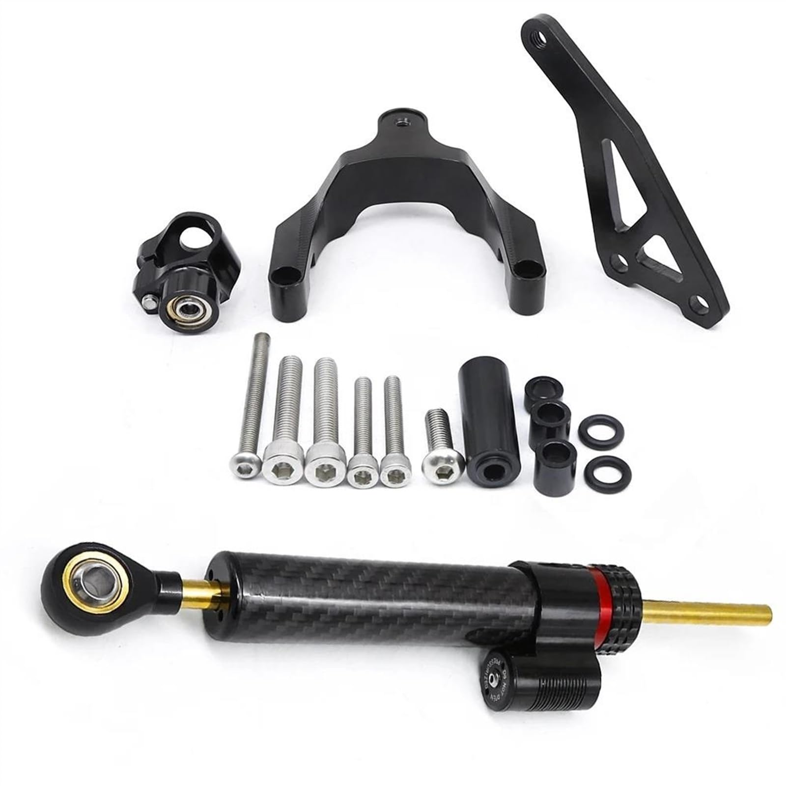 Für S┐uzuki GSR600 2006-2010 CNC Aluminium Stabilisator Halterung Montage Unterstützung Kit Halter Carbon Motorrad Lenkungsdämpfer Motorrad Lenkungsdämpfer(A) von BOSDF