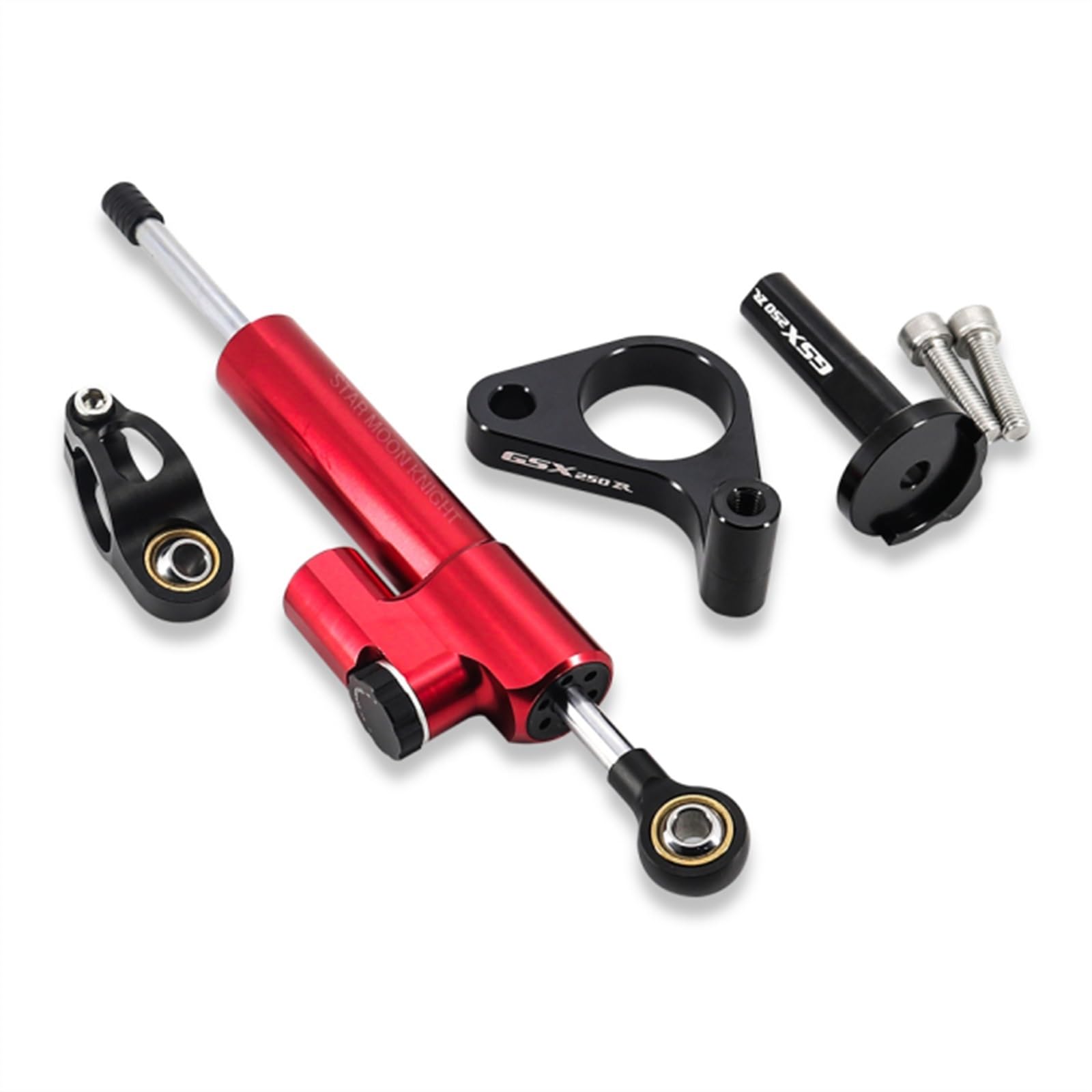 Für S┐uzuki GSX250R GSX 250 R 250R Motorrad Fiber Carbon Lenkungsdämpfer Stabilisator Dämpfer Halterung Support Kit Motorrad Lenkungsdämpfer(Red) von BOSDF