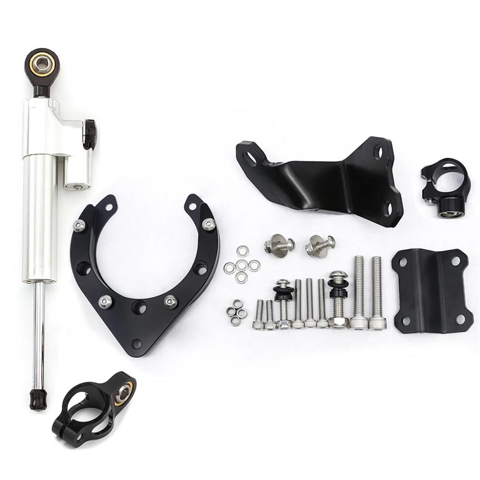 Für Y┐AMAHA MT07 FZ07 2020-2023 CNC Aluminium Carbon Motorrad Lenkungsdämpfer Stabilisator Halterung Montage Unterstützung Kit Halter Motorrad Lenkungsdämpfer(A) von BOSDF