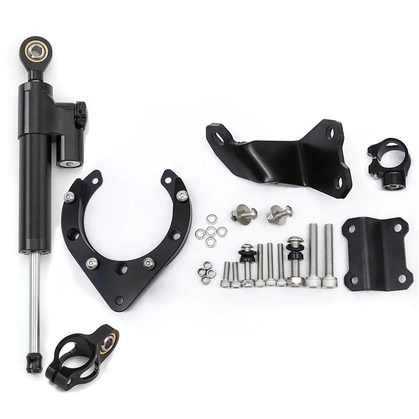 Für Y┐AMAHA MT07 FZ07 2020-2023 CNC Aluminium Carbon Motorrad Lenkungsdämpfer Stabilisator Halterung Montage Unterstützung Kit Halter Motorrad Lenkungsdämpfer(C) von BOSDF