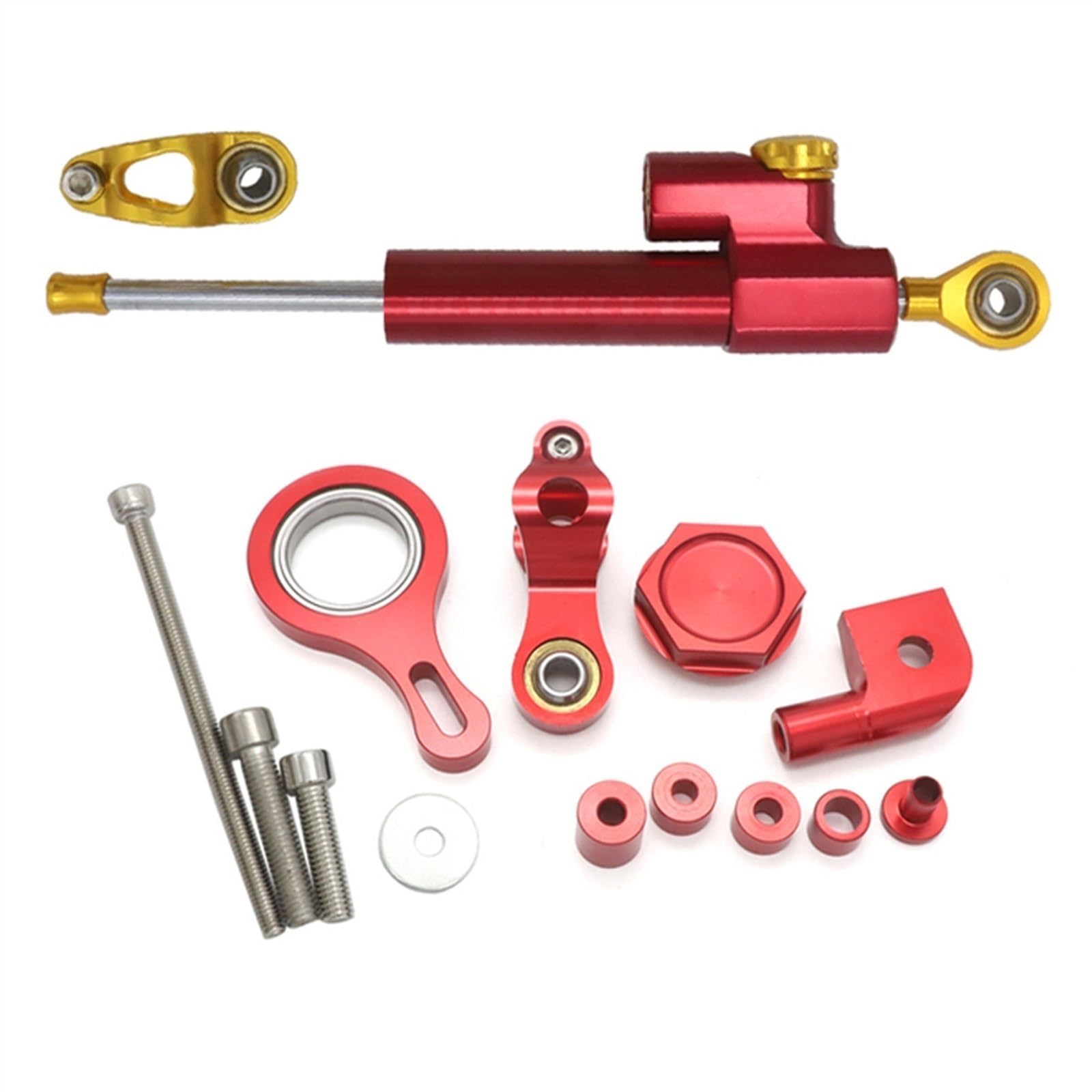 Für Y┐AMAHA YZF R6 YZFR6 06-20 YZFR1 YZF R1 02-16 Aluminium Einstellbare Motorräder Lenkung Stabilisieren Dämpfer Halterung Montage Kit Motorrad Lenkungsdämpfer(Red Gold) von BOSDF