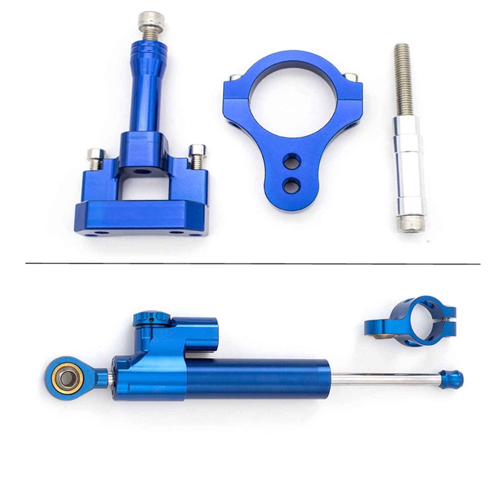 Für Y┐amaha YZF R3 R25 MT03 MT25 2015 2016 2017 2018 Motorrad Stabilisator Lenkung Dämpfer Montage Halterung Unterstützung Kit Motorrad Lenkungsdämpfer(Blue Set) von BOSDF