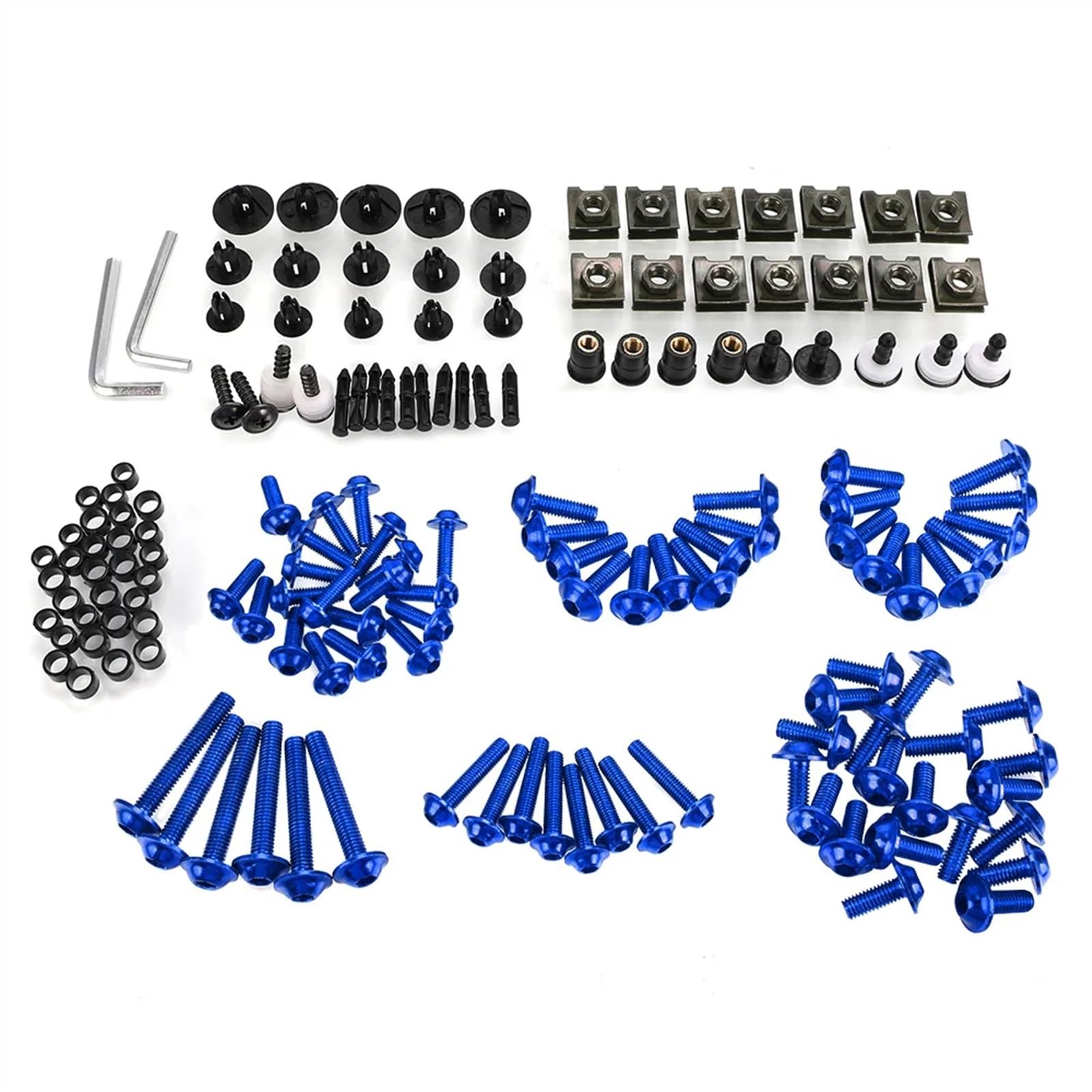 Motorrad Schrauben Set FÜR B-MW F700GS F650GS K1200R K1200S R1200S Universal CNC Motorrad Zubehör Verkleidungsschrauben Kit Karosseriebefestigungsclips Schrauben(Blue) von BOSDF