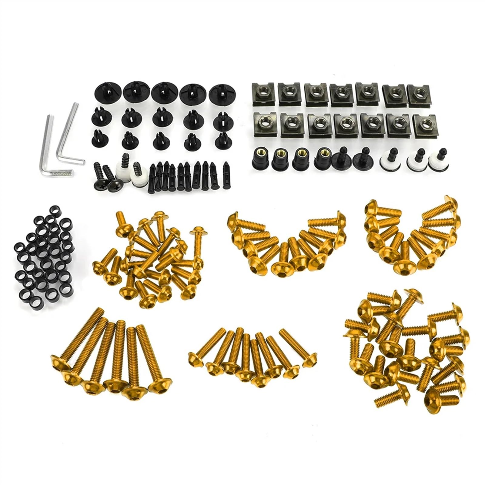 Motorrad Schrauben Set FÜR Y-amaha T-ricity125 T-ricity155 T-ricity300 T-ricity 125 155 300 2018-2022 2023 Moto Verkleidungsschrauben-Kit Karosseriebefestigungsclips Schrauben(Gold) von BOSDF