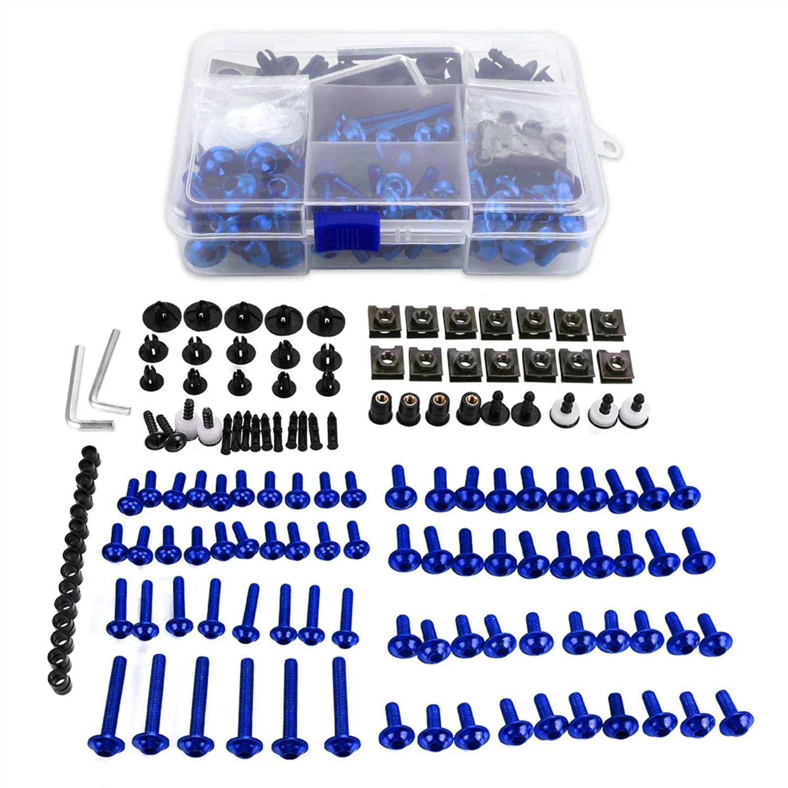 Motorrad Schrauben Set Für B-MW S1000RR S1000R S1000XR R- Nine T HP4 Motorradzubehör Komplettes komplettes Verkleidungsschrauben-Kit Schrauben Muttern Clips EIN Satz(Blue) von BOSDF