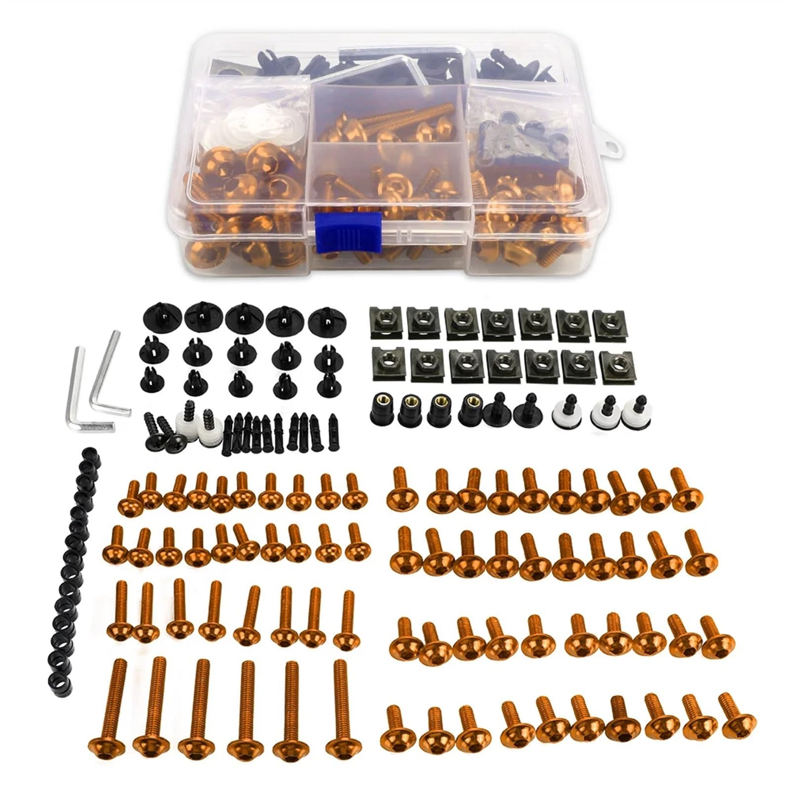 Motorrad Schrauben Set Für B-MW S1000RR S1000R S1000XR R- Nine T HP4 Motorradzubehör Komplettes komplettes Verkleidungsschrauben-Kit Schrauben Muttern Clips EIN Satz(Orange) von BOSDF