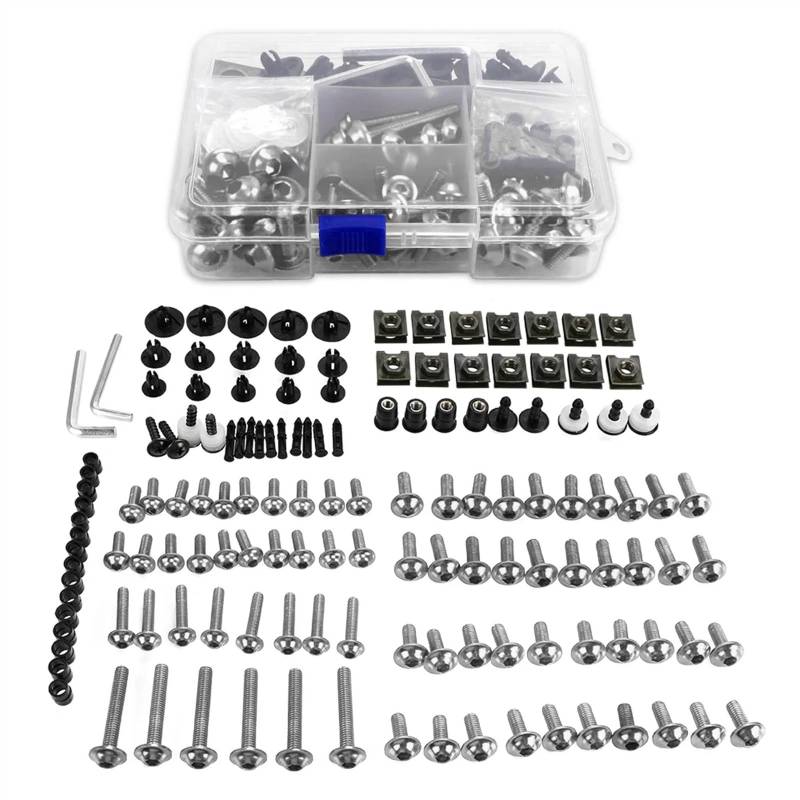 Motorrad Schrauben Set Für B-MW S1000RR S1000R S1000XR R- Nine T HP4 Motorradzubehör Komplettes komplettes Verkleidungsschrauben-Kit Schrauben Muttern Clips EIN Satz(Silver) von BOSDF