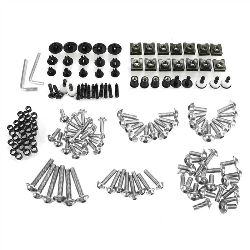 Motorrad Schrauben Set Für H-ONDA CBR 1000 RR/CBR 1000RR CBR 600 F2,F3,F4,F4i 08-16 Motorradzubehör Verkleidungsschrauben-Kit Karosseriebefestigungsclips Schrauben(Silver) von BOSDF